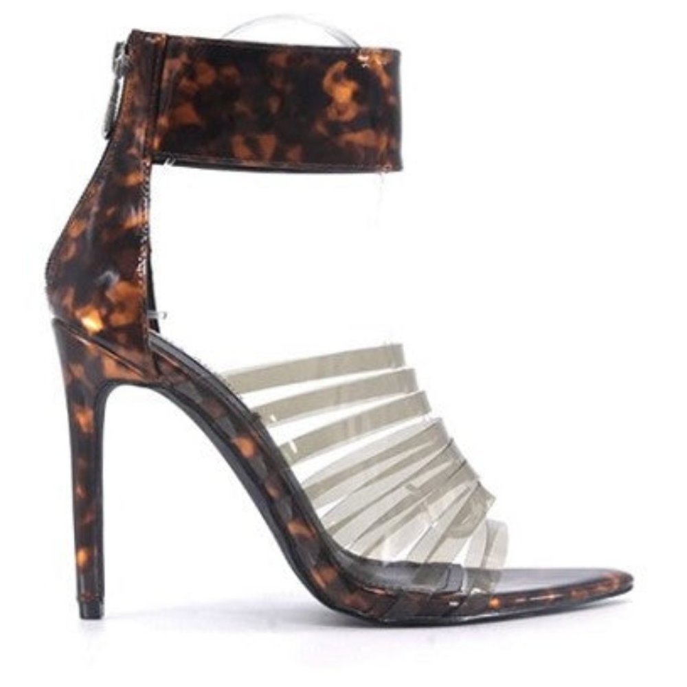 Cape Robbin Blazer Stiletto High Heels, Transparent Strappy Point Open Toe Shoes